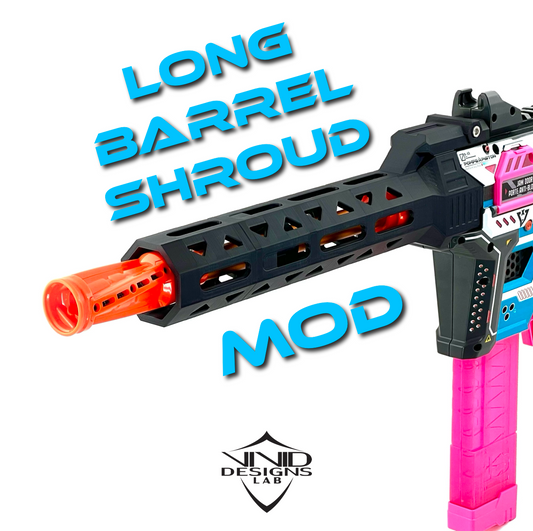 Long Barrel Shroud for Piston Pump AEB / X Shot Foam Dart Blaster Octagon Handguard 3D Printed Mod