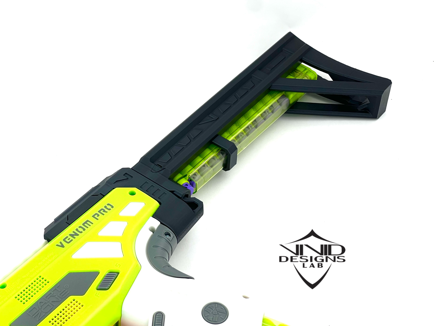 close up of venom pro 3D printed mod stock